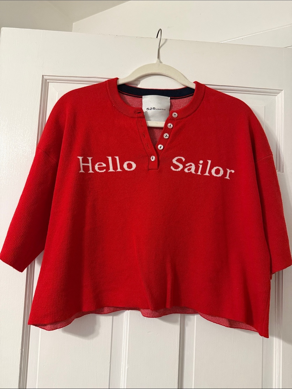 525 America Red 'Hello Sailor' Button-Front Knit Sweater